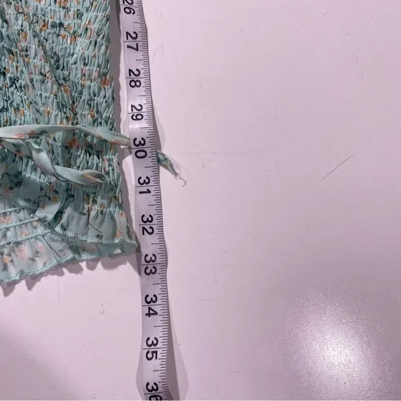 Roll’n Deep Clothing Company BlueishGreen Smocked  Ballon Sleeves Floral Dress L - Picture 12 of 13